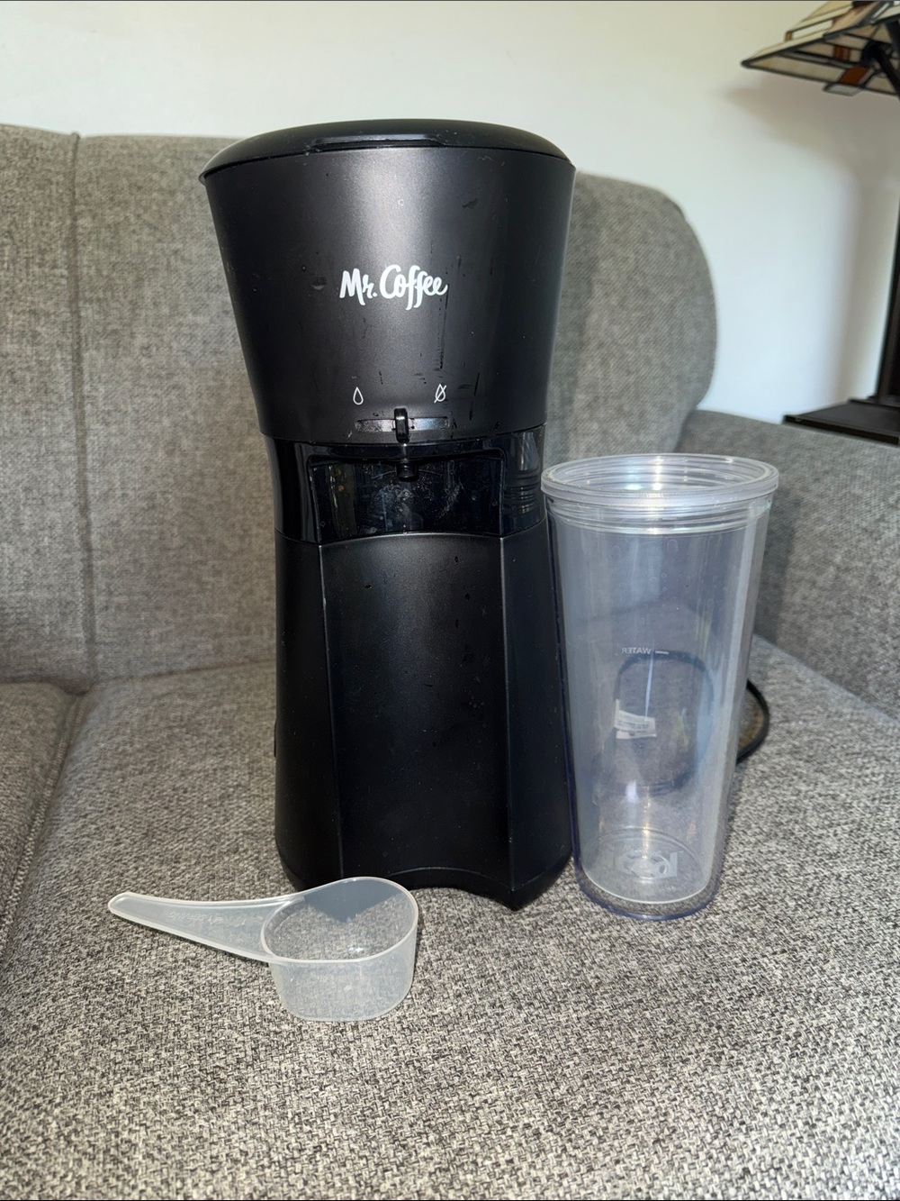 Mr. Coffee Black Single-Serve Coffee Maker with Tumbler and Scoop